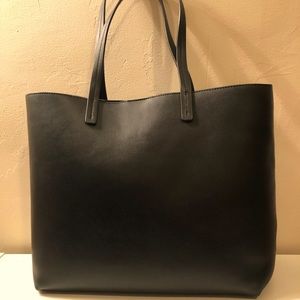 Black faux leather tote bag